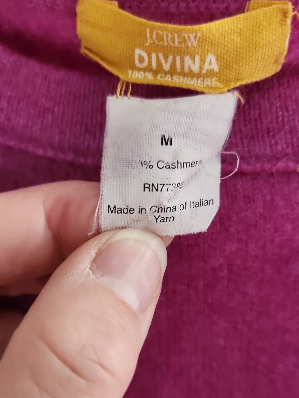 J.Crew Divina 100% Cashmere Sweater - Magenta Sz M